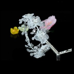 Bracelet mariée fleurs voile blanc et cristal