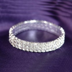 Bracelet 3 rangs strass élastique