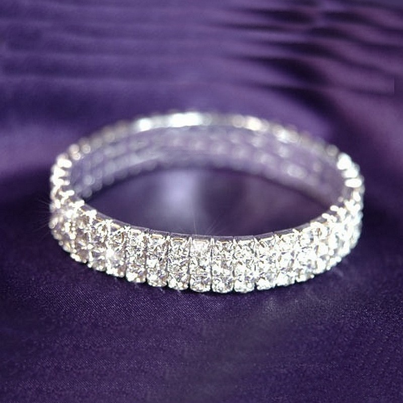 Bracelet 3 rangs strass élastique