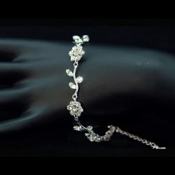 Bracelet mariage fleurs en strass cristal