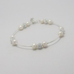 Bracelet perles et shamballa argent