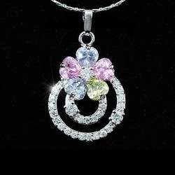 collier + pendentif cristal multicolore
