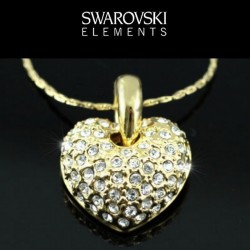 Collier coeur cristal Swarovski or style shamballah