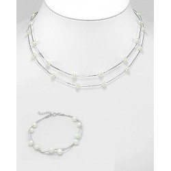 Parure bijoux double rang perles