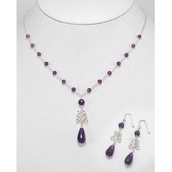 Parure bijoux améthiste violet