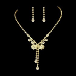 Parure de bijoux papillon cristal or
