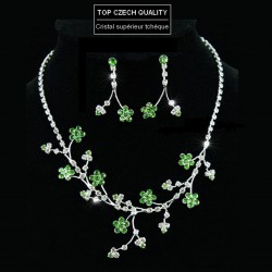 Parure bijoux mariage fleurs cristal vert