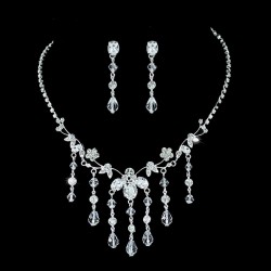 Parure bijoux cristal collier et boucles d'oreilles
