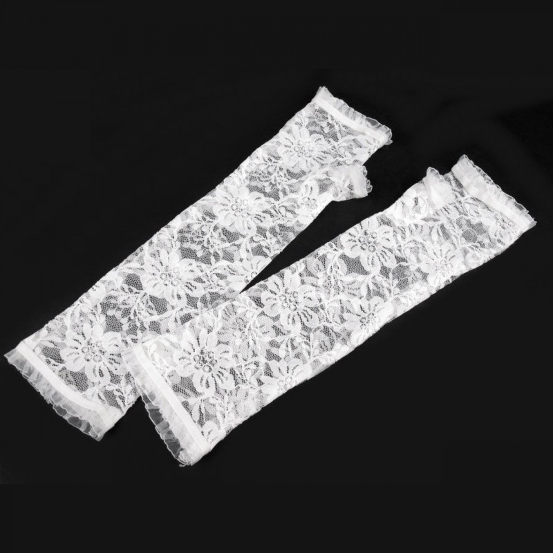 Longues mitaines dentelle blanche Longues mitaines dentelle blanche