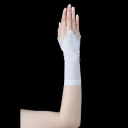 Gants mariage courts voile application dentelle