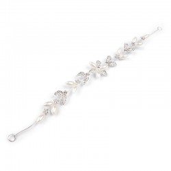 Vigne cheveux mariage cristal et fleurs
