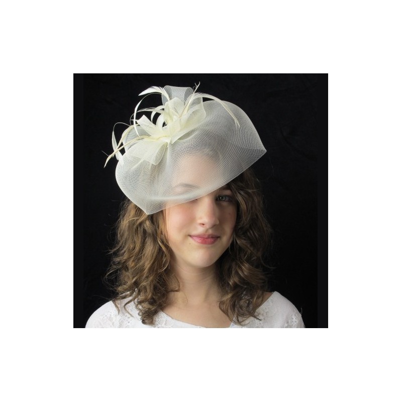Chapeau mariage Bibi chapeau fascinateur ivoire avec noeud