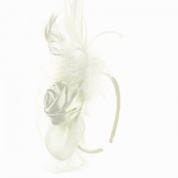 Chapeau mariage Bibi chapeau fascinateur ivoire avec rose