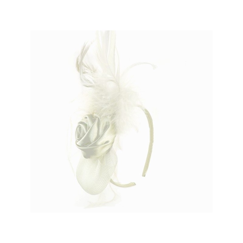 Chapeau mariage Bibi chapeau fascinateur ivoire avec rose