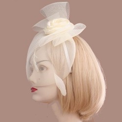 Chapeau mariage Bibi chapeau fascinateur ivoire avec rose