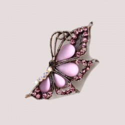 Barrette fleur cristal rose mauve