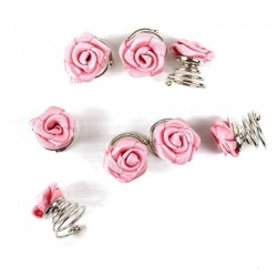 4 spirales cheveux twist fleur rose