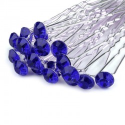6 epingles cheveux bleu moyen cristal