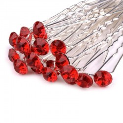 6 épingles cheveux cristal rouge