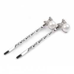 2 épingles cheveux noeud perles cristal