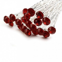 6 epingles cheveux cristal rouge foncé