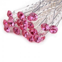 6 épingles cheveux cristal rose