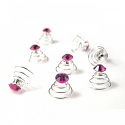 6 spirales cristal cristal rose fushia visser dans les cheveux