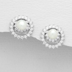 Boucles d oreilles anneaux fleurs perles cristal