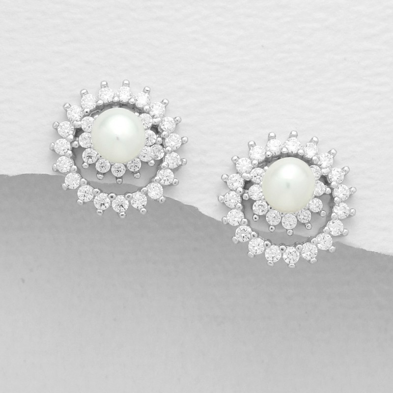 Boucles d oreilles anneaux fleurs perles cristal Boucles d oreilles anneaux fleurs perles cristal