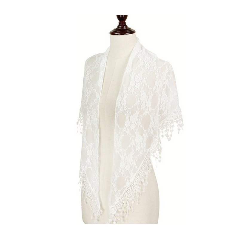 Foulard Etole pointe dentelle blanc