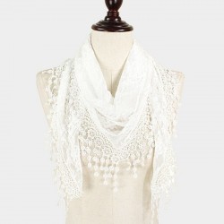 Foulard Etole pointe dentelle blanc