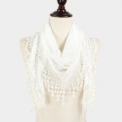 Foulard Etole pointe dentelle blanc