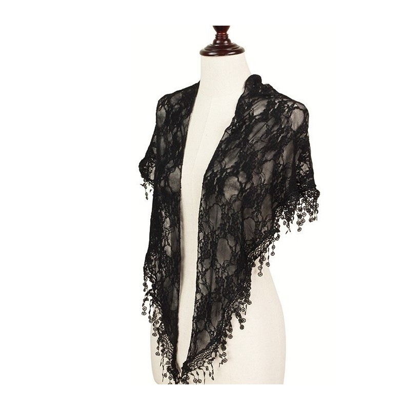 Foulard Etole pointe dentelle noire