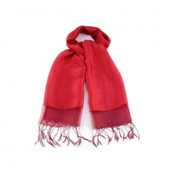 Foulard Etole en soie bi-matière rouge