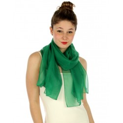 Foulard Etole voile léger vert gazon