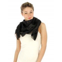 Foulard Etole en satin rayé noir