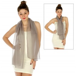 Foulard Etole voile léger gris anthracite
