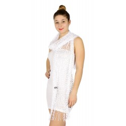 Foulard Etole maille filet blanc