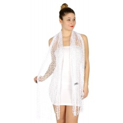 Foulard Etole maille filet blanc
