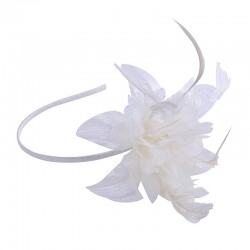 Chapeau mariage Headband avec fleur et plumes ivoire