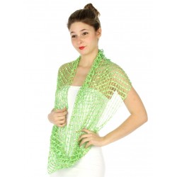 Foulard Etole en maille filet vert et lurex
