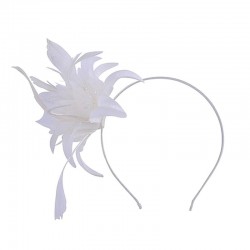 Chapeau mariage Headband avec fleur et plumes ivoire