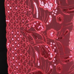 Foulard Etole voile et sequins rose fuchsia