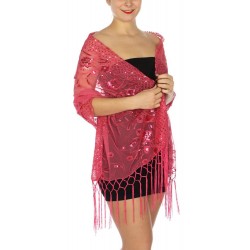 Foulard Etole voile et sequins rose fuchsia
