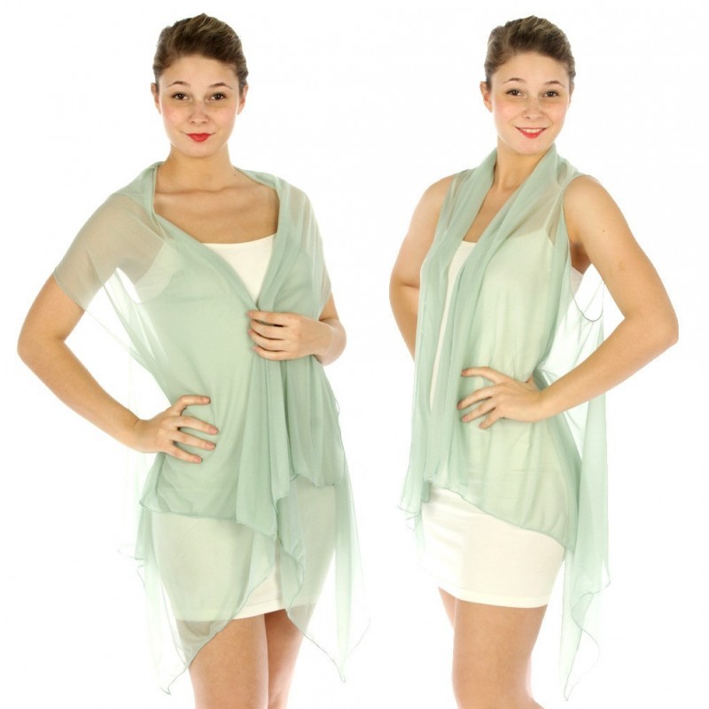 Foulard Gilet ou étole en voile vert clair
Foulard Gilet ou étole en voile vert clair