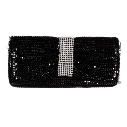 Sac pochette sequins noirs et strass