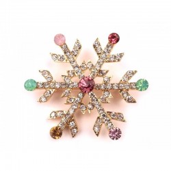 Broche étoile des neiges or et strass
