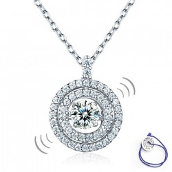 Collier cristal pendentif rond pierre dansante