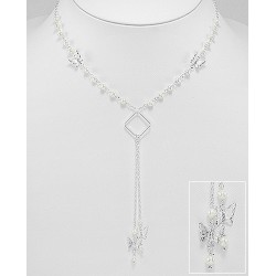Collier papillons perles argent