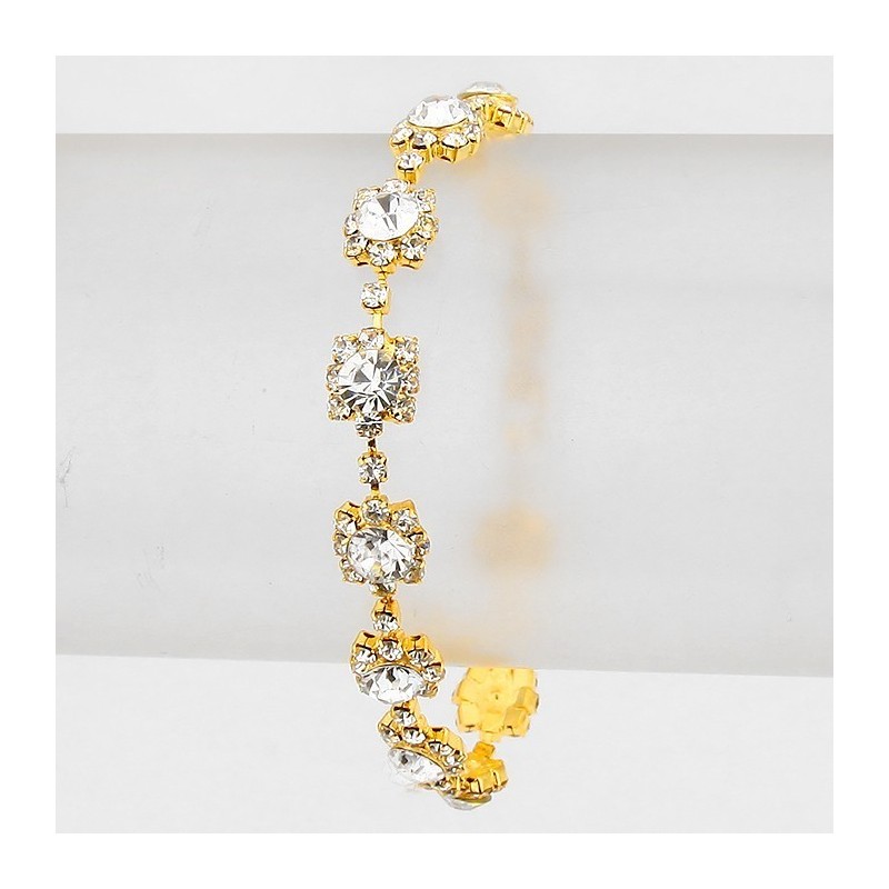 Bracelet cristal transparent et or